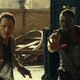(from left) Owen Grady (Chris Pratt) and Barry Sembène (Omar Sy) in Jurassic World: Dominion.